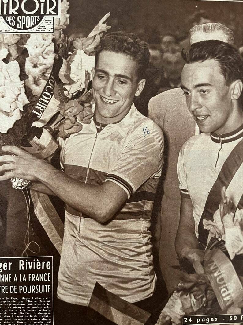 Original Roger Rivière St Raphael Pista Cycling Print 1957 photo Art