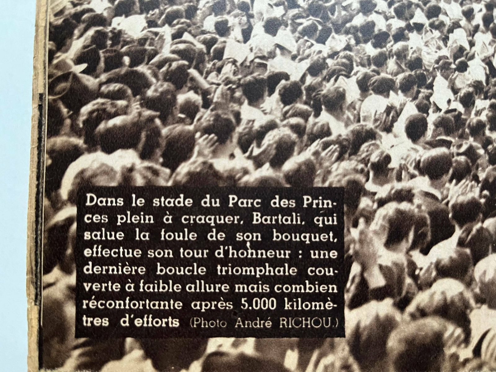 Gino Bartali Vintage Tour De France Victory Cycling Print 1948 Parc Des Princes photo furniture