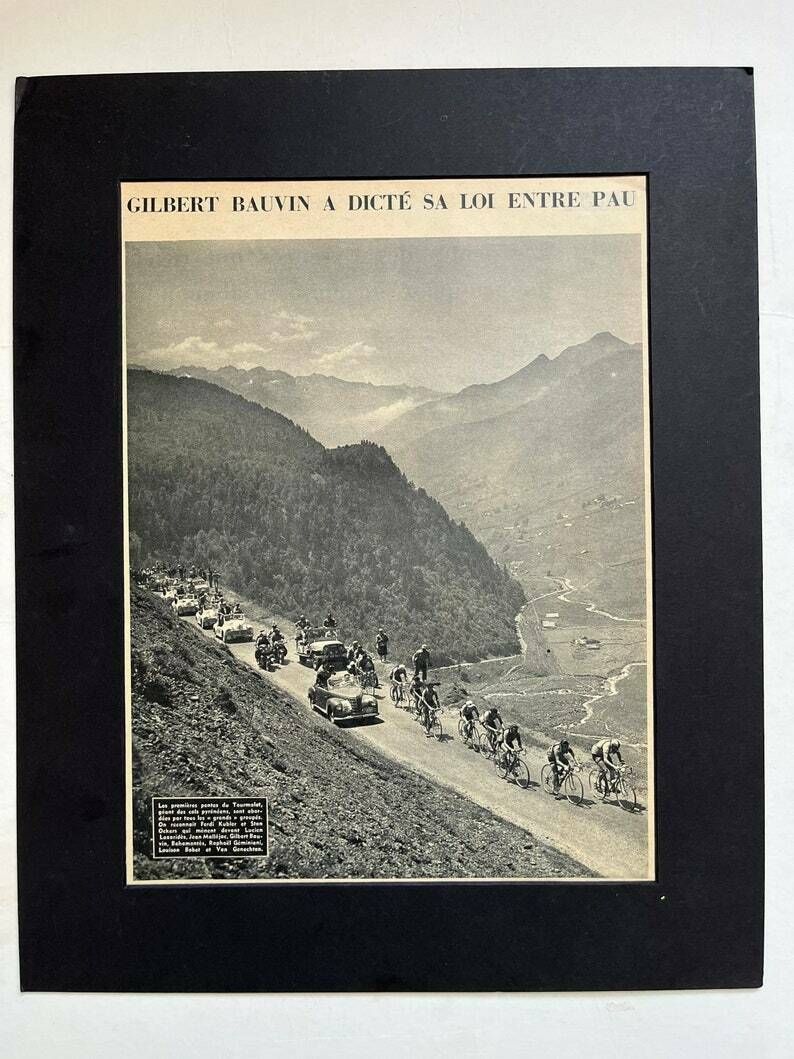 Vintage Tour De France Cycling Print 1950s Tourmalet