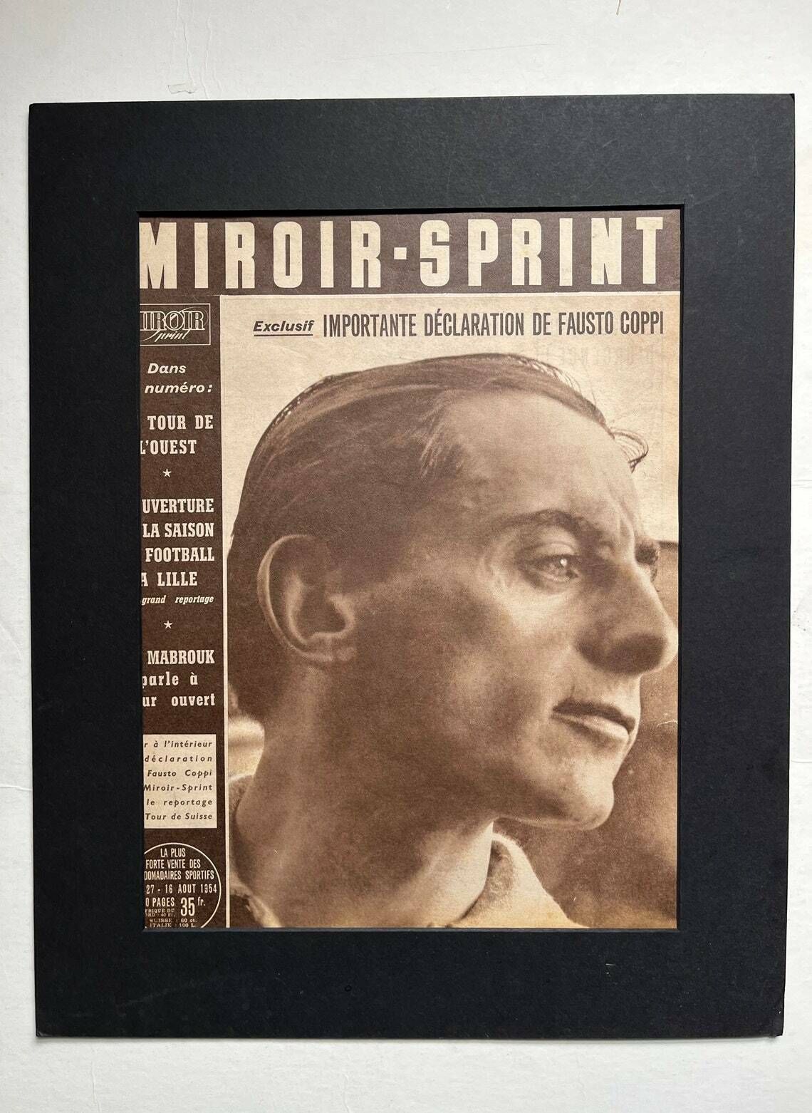 Fausto Coppi / Bianchi Original Vintage Cycling Print 1954 photo furniture