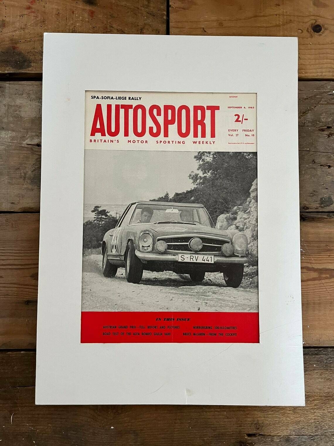 Vintage Autosport Print 1963 Vintage Mercedes Pagoda W113 Monte Carlo Rally