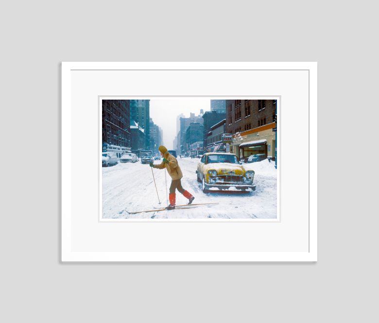 'Skiing In New York' Homer Sykes Framed In White