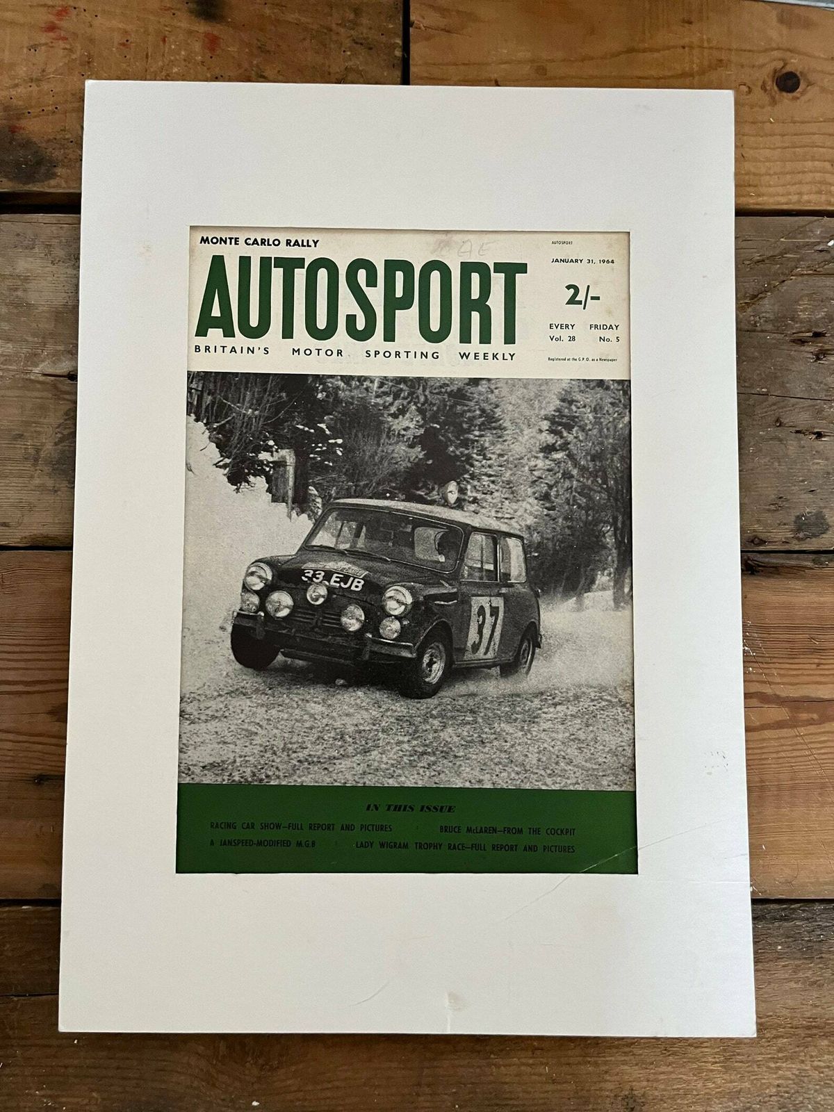 Vintage Autosport Print 1964 Vintage Mini Cooper Monte Carlo Rally Paddy Hopkirk photo Art