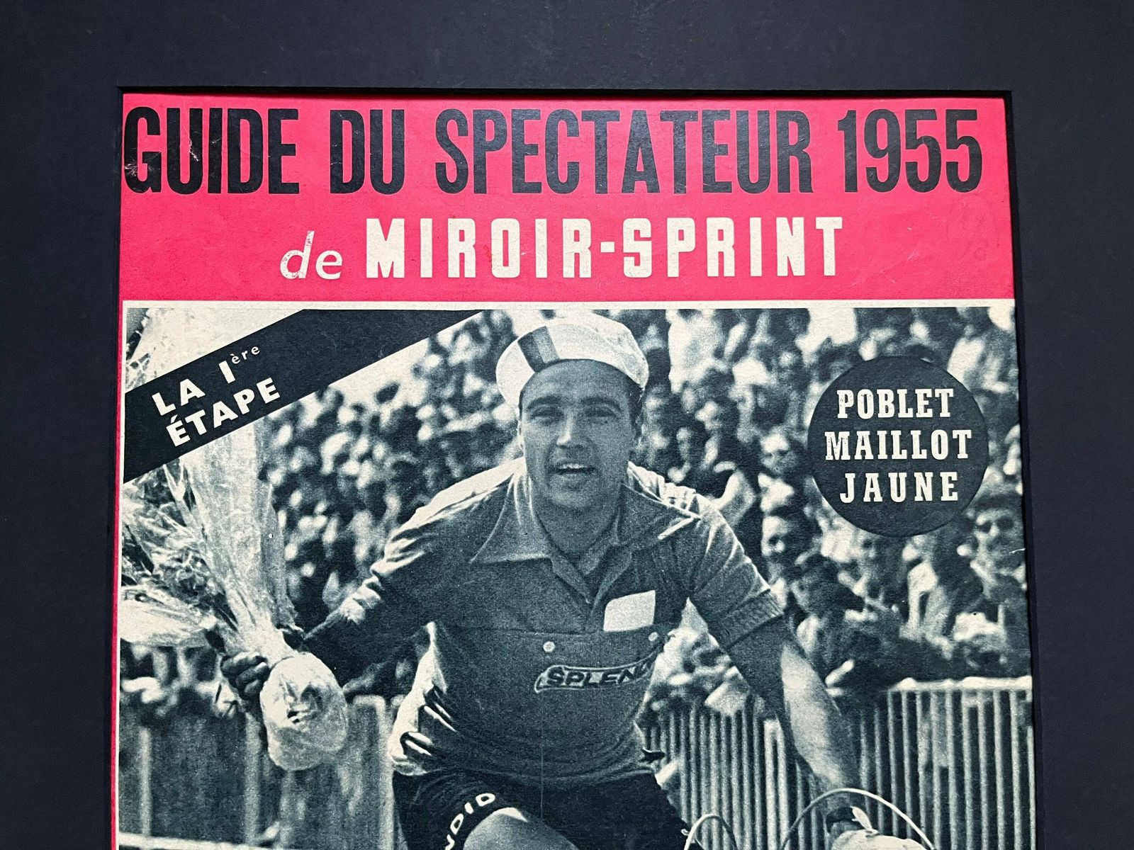 1955 Original Vintage Tour De France Cycling Print   Miguel Poblet   Maillot Jaune photo for sale