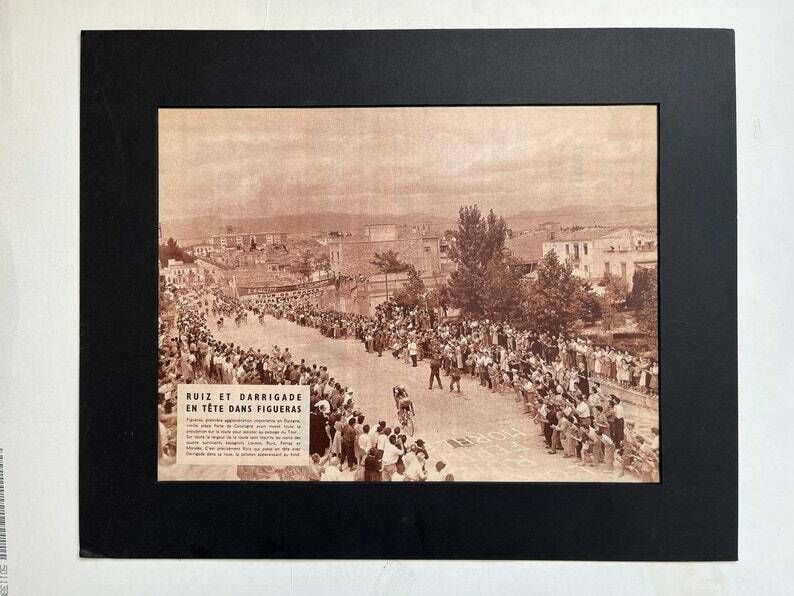 Vintage Tour De France Cycling Print Ruiz / Darrigade 1951