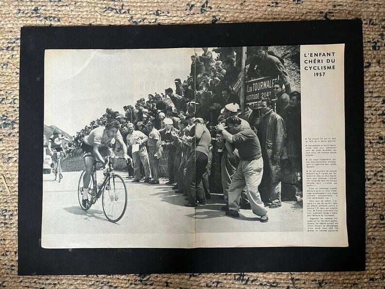 Jacques Anquetil Col Du Tourmalet Original Vintage Cycling Print 1957