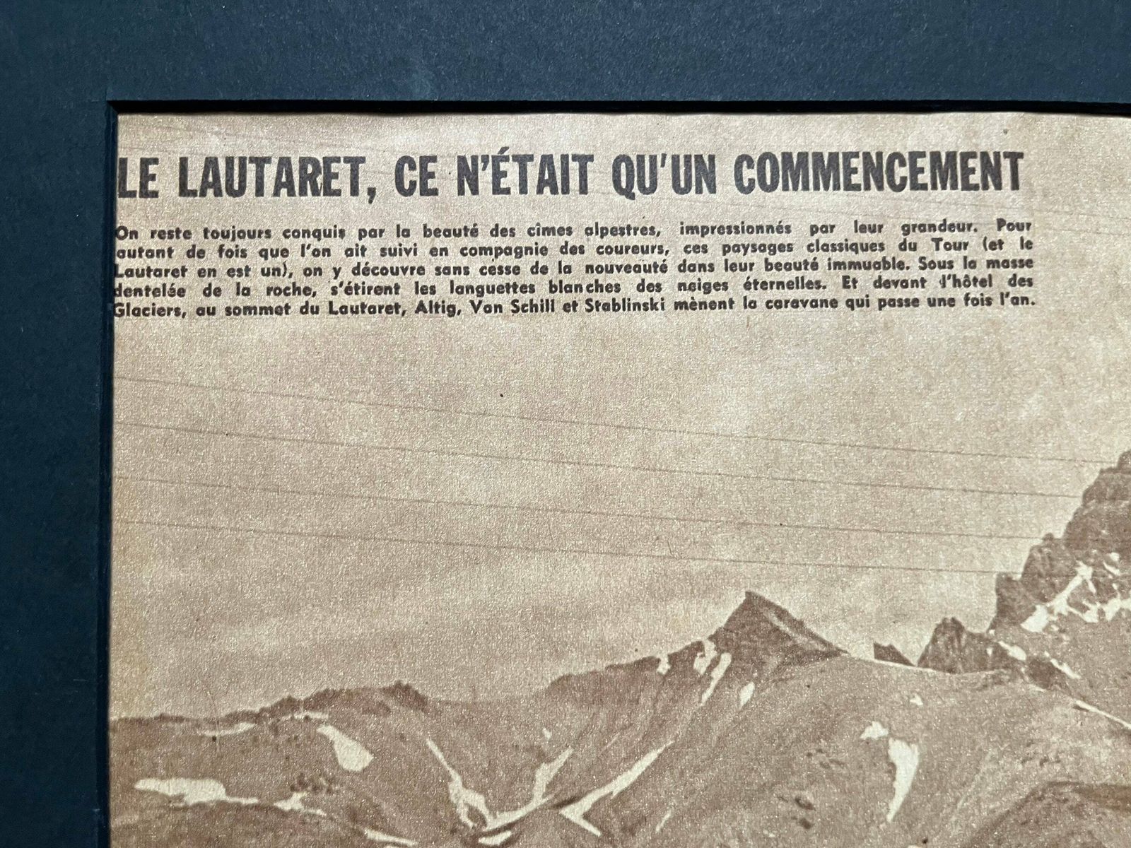Vintage Tour De France Cycling Print   Col Du Lauteret 1962 photo Art