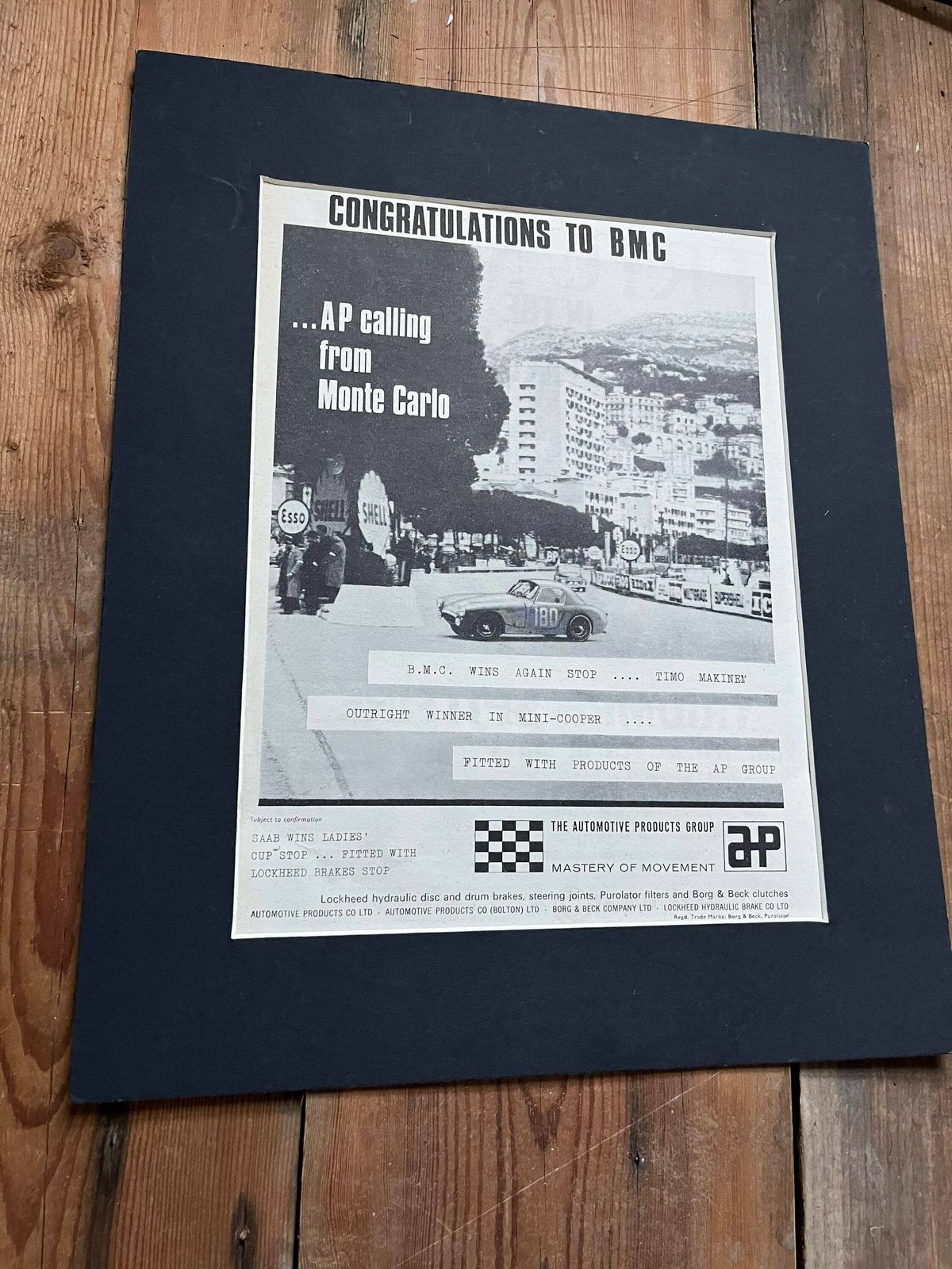 Vintage Bmc Advertising Print 1963 Monte Carlo Rally photo furniture