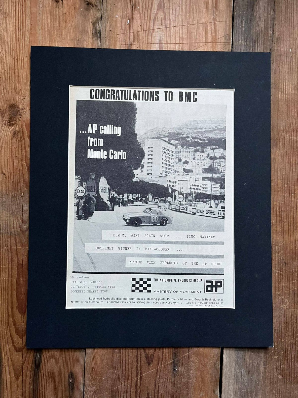 Vintage Bmc Advertising Print 1963 Monte Carlo Rally photo for sale