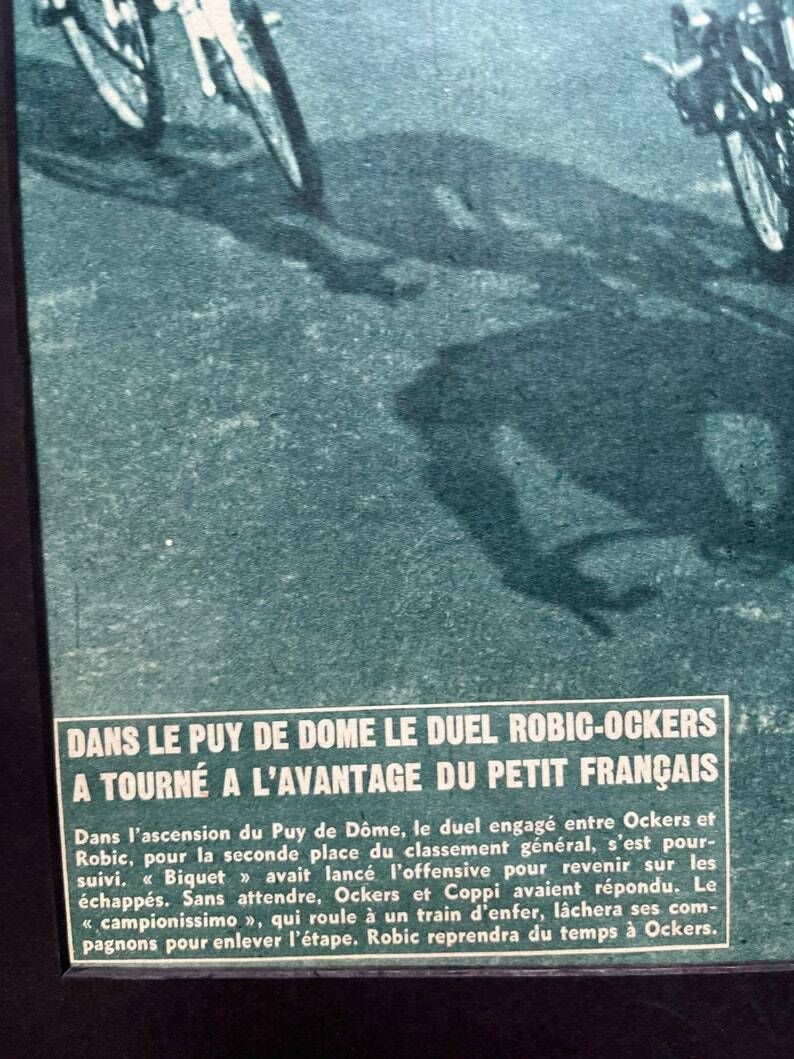 Fausto Coppi / Bianchi Original Vintage Cycling Print 1953 photo for sale