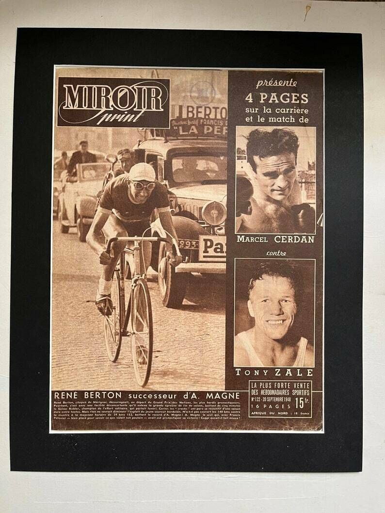 Original Vintage Tour De France 1948 French Cycling Print Rene Berton photo furniture