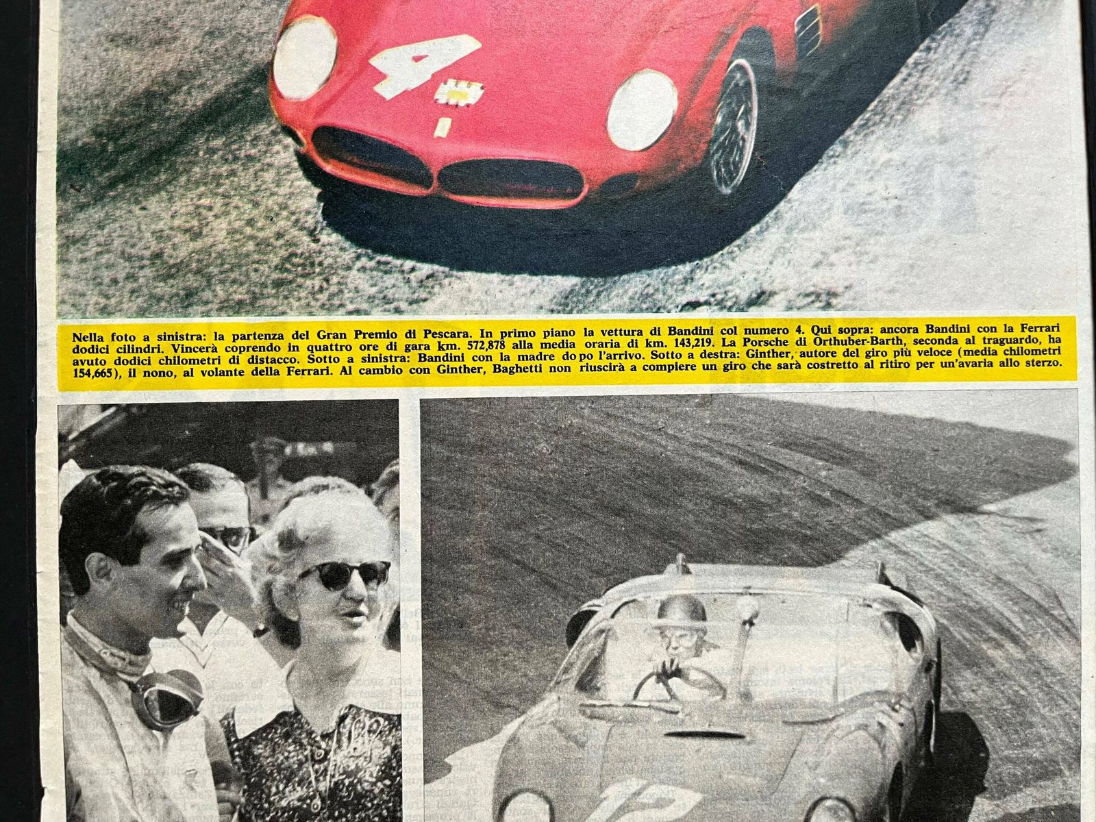 Original Ferrari Racing Car Print 1961 Lorenzo Bandini photo 56.0