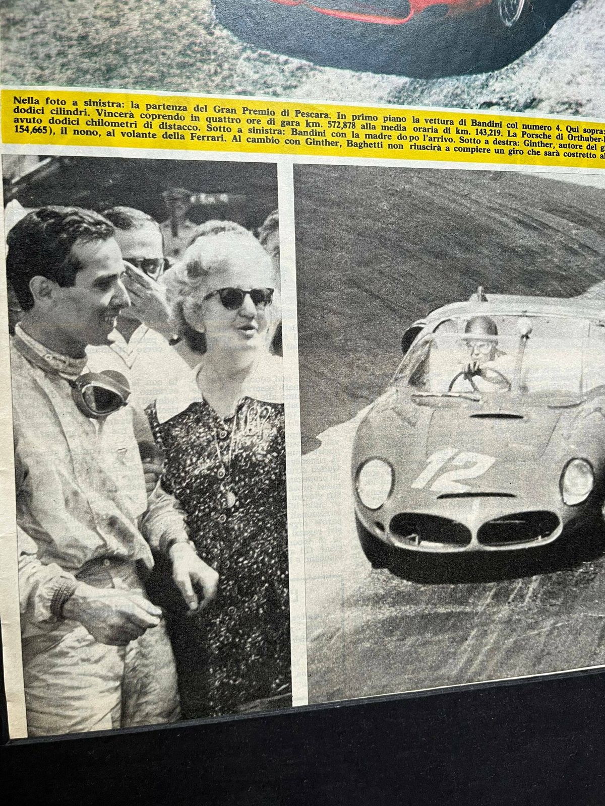 Original Ferrari Racing Car Print 1961 Lorenzo Bandini photo vinterior