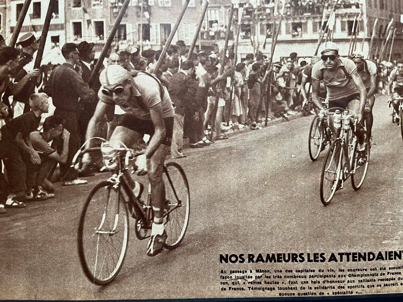 Vintage 1950 Tour De France Cycling Print   Raphael Geminiani   Macon photo for sale