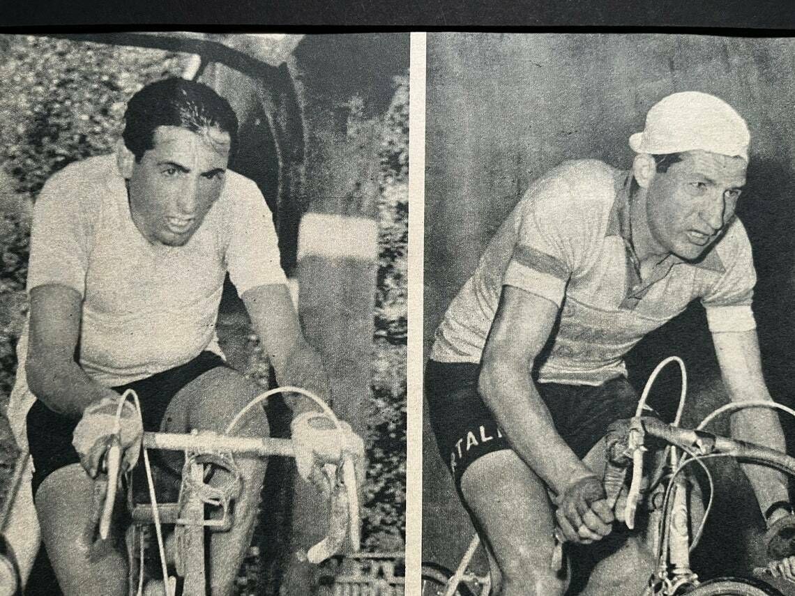Fausto Coppi / Gino Bartali Original Vintage Cycling Print 1951 Tour De France photo furniture