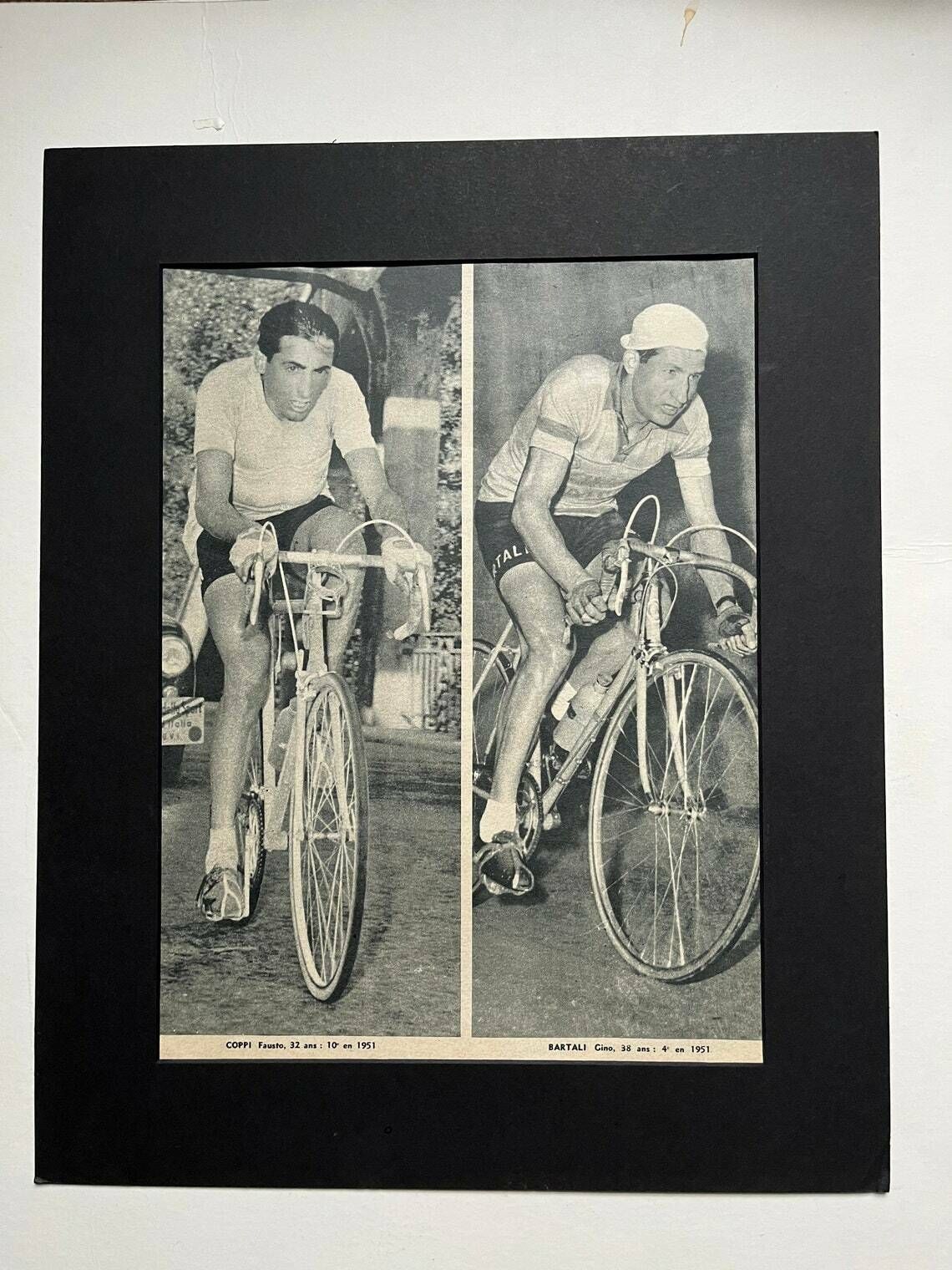 Fausto Coppi / Gino Bartali Original Vintage Cycling Print 1951 Tour De France photo for sale