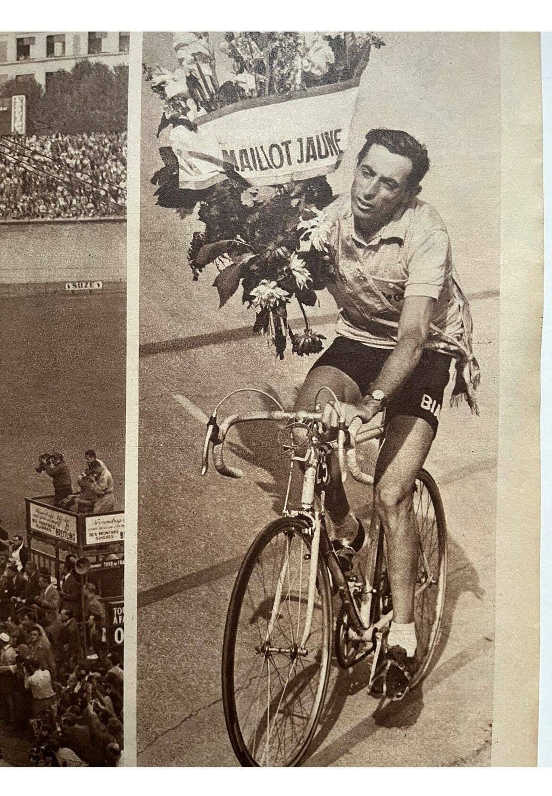 1952 Fausto Coppi Bianchi Original Vintage Cycling Print photo for sale