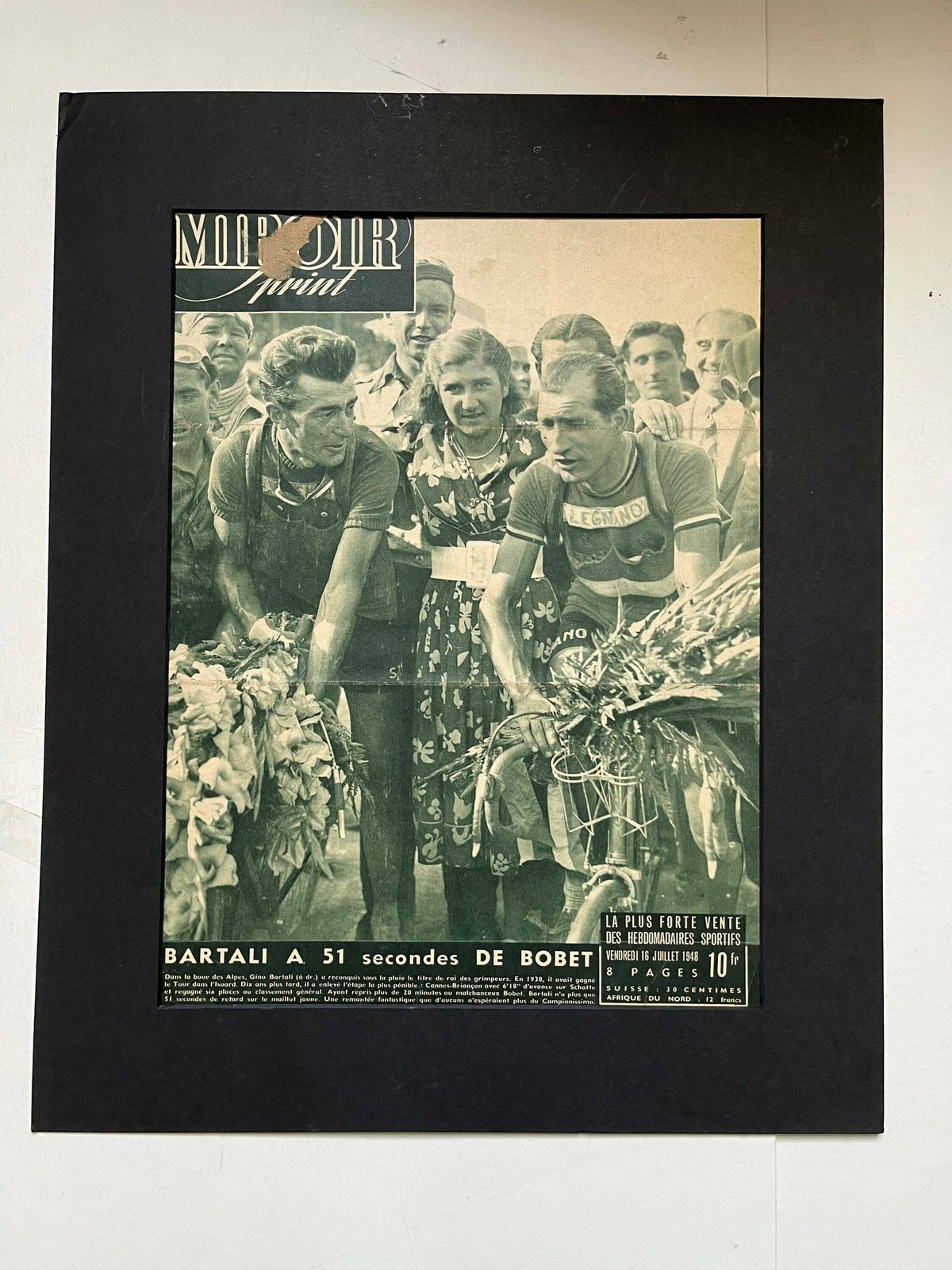 Gino Bartali / Louison Bobet Vintage Tour De France Cycling Print 1948
