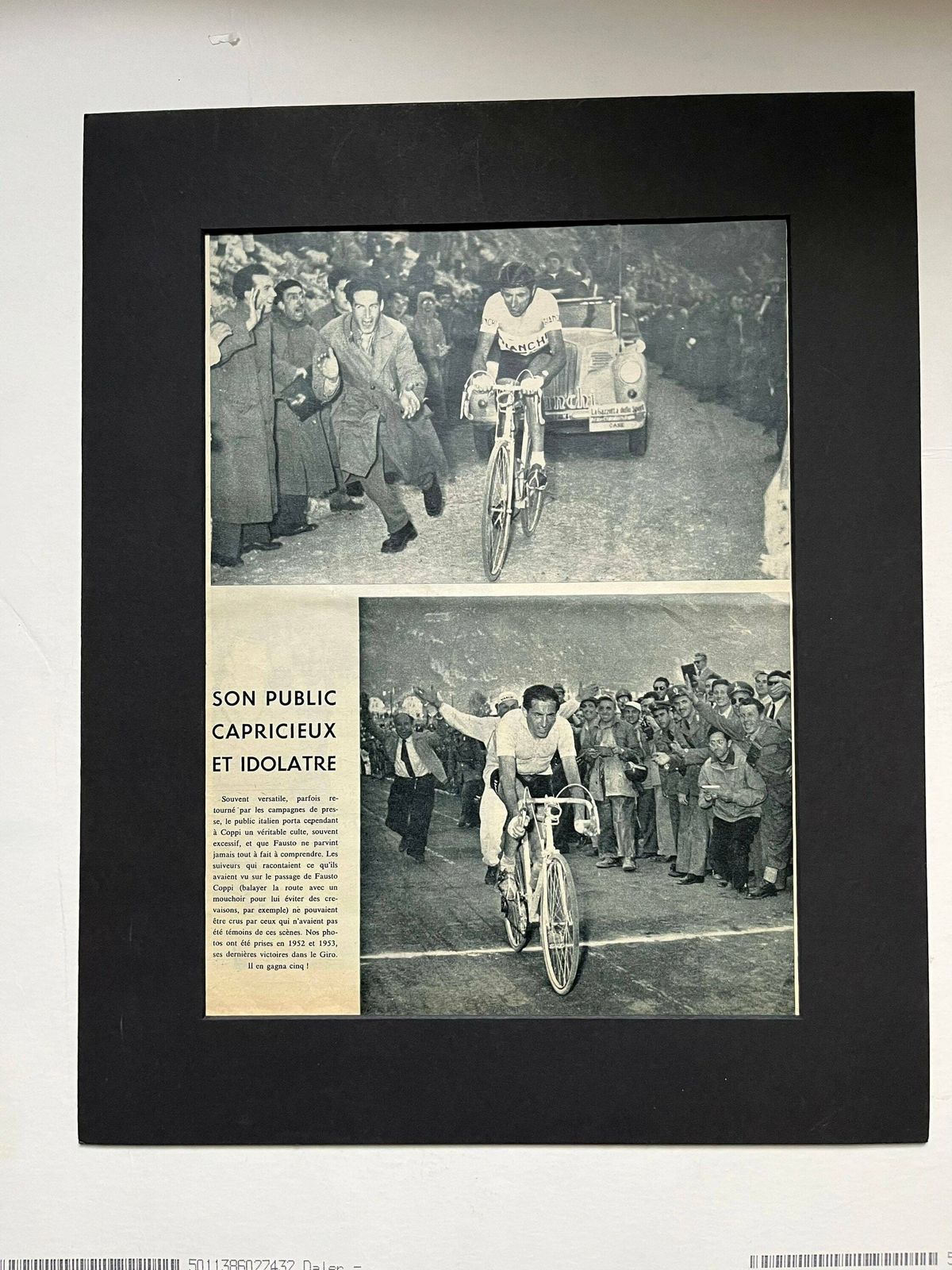 1952 Fausto Coppi Bianchi Original Vintage Cycling Print Giro D'italia photo furniture