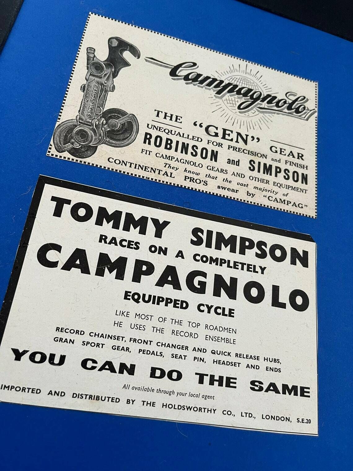 Tom Simpson / Campagnolo Original Vintage Cycling Print 1960s photo furniture