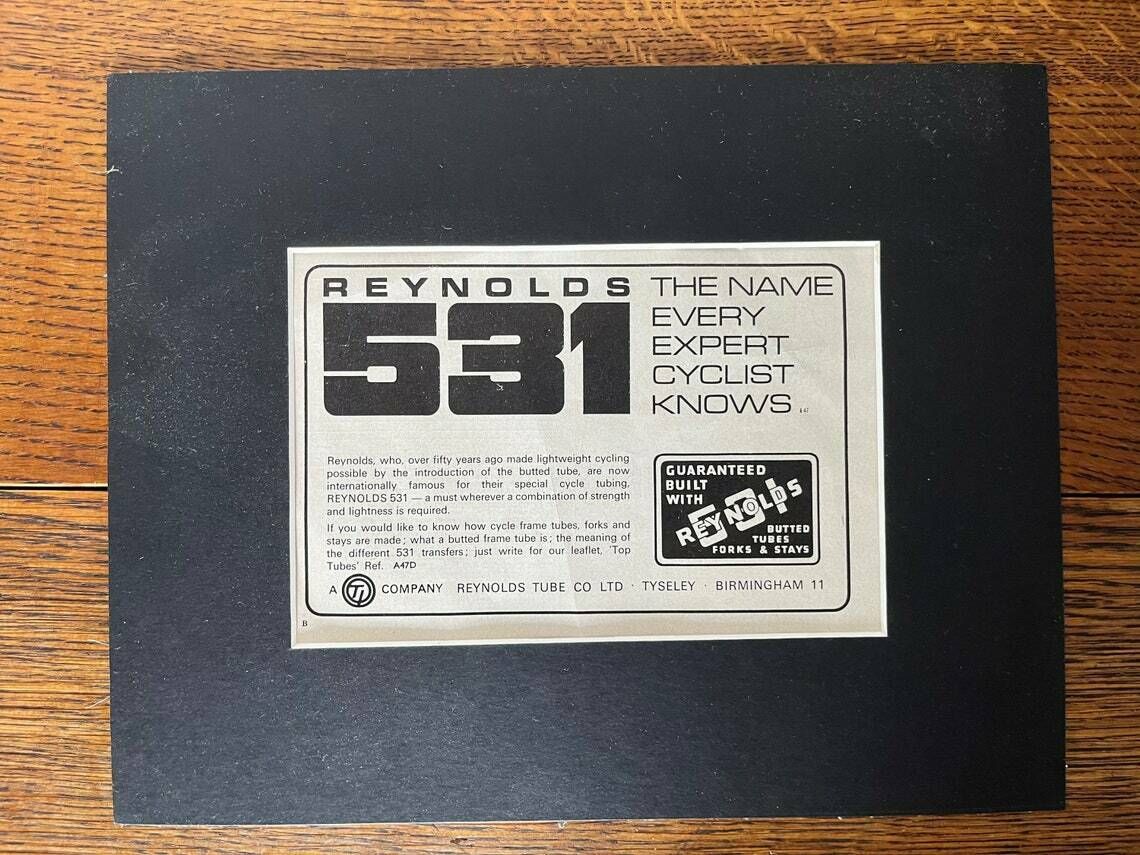 1960s Reynolds 531 Original Vintage Cycling Advertisements photo furniture