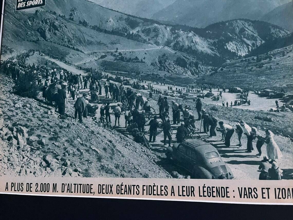 Fausto Coppi / Gino Bartali Col D’izoard Original Vintage Cycling Print 1952 Tour De France photo furniture