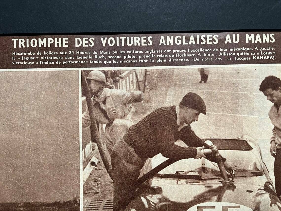 Original Jaguar D Type / Lotus Le Mans 24h French Magazine Print 1953 photo Art