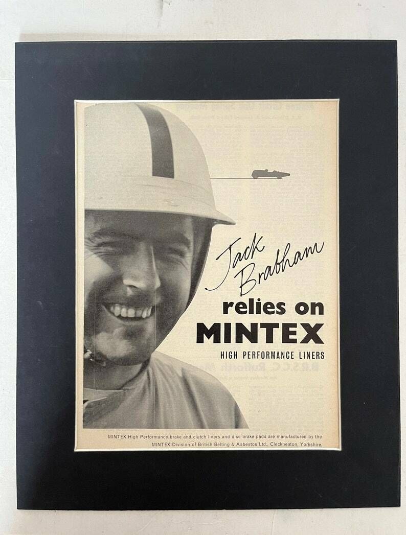 Vintage Jack Brabham / Mintex Print 1961 photo furniture