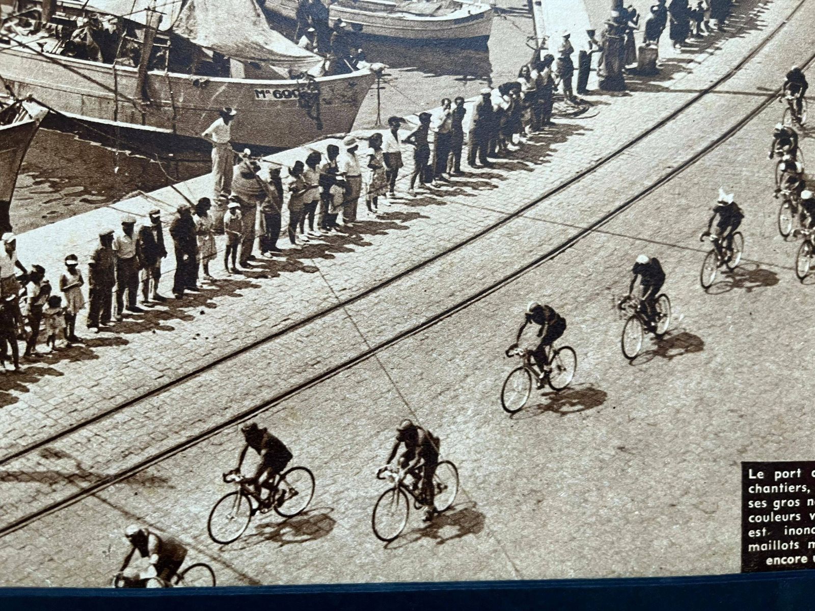 1953 Original Vintage Tour De France Cycling Print   Port De La Ciotat Provence photo for sale