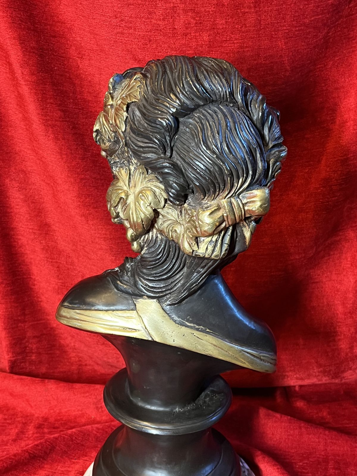 French Gilt Bronze Bust Of Fruit Maiden Upon Marble Plinth Signed Louis Beatux photo vintage