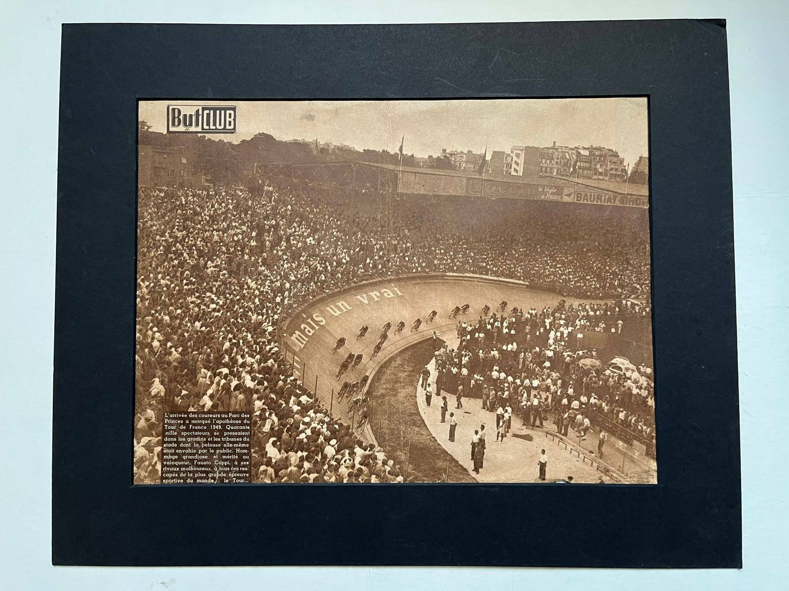 Vintage Tour De France Cycling Print   Ferdi Kubler 1950 Parc Des Princes photo for sale