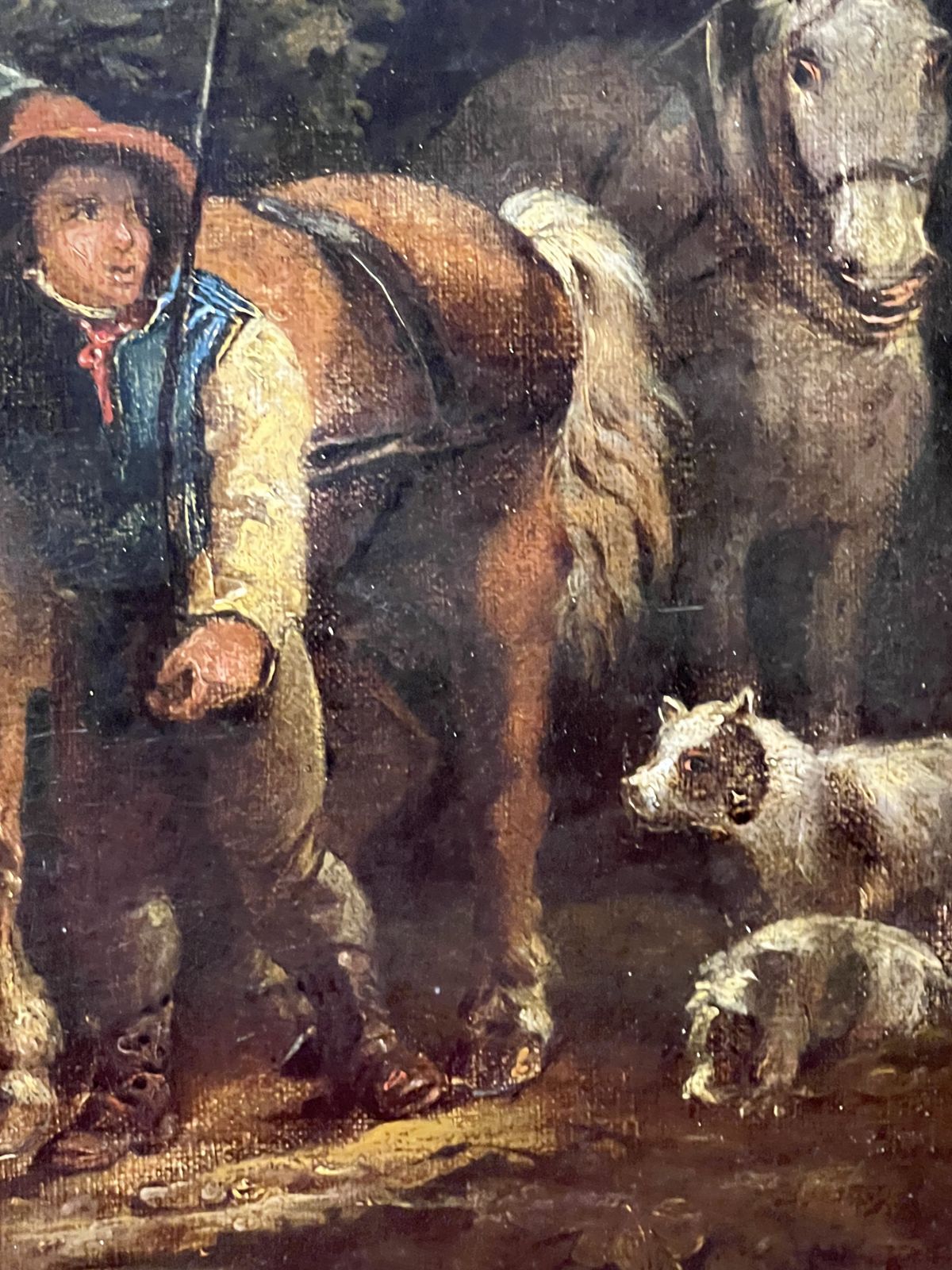 Fine Art 19th Century George Moreland (1763 1804) Titled 'The Day Begins' Oil Painting On Wood Panel photo vinterior