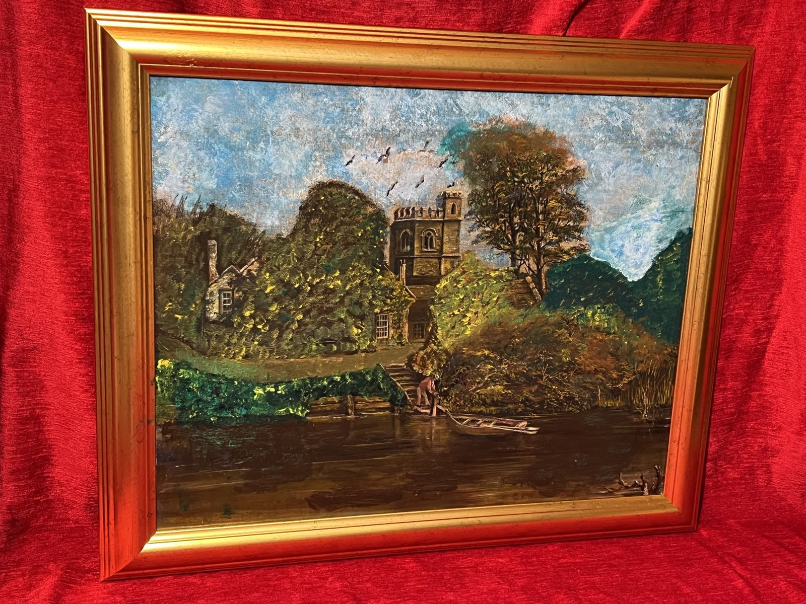 19th Century Oil Painting Of St Michaels Church, Bray On The Thames. Signed C F Roberts photo buy