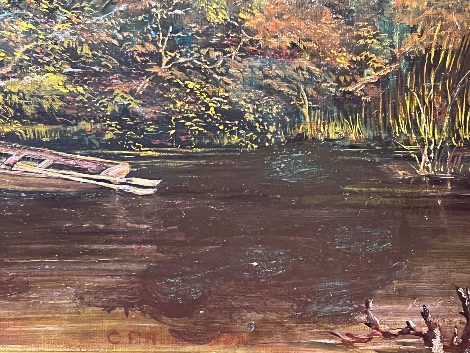 19th Century Oil Painting Of St Michaels Church, Bray On The Thames. Signed C F Roberts photo vintage