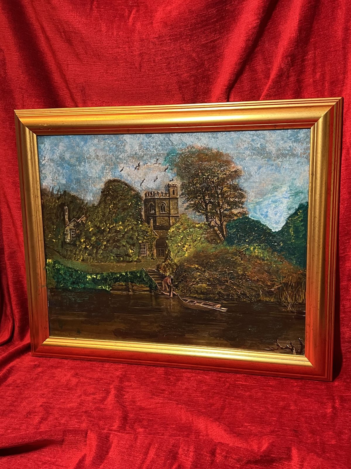 photo for sale 19th Century Oil Painting Of St Michaels Church, Bray On The Thames. Signed C F Roberts