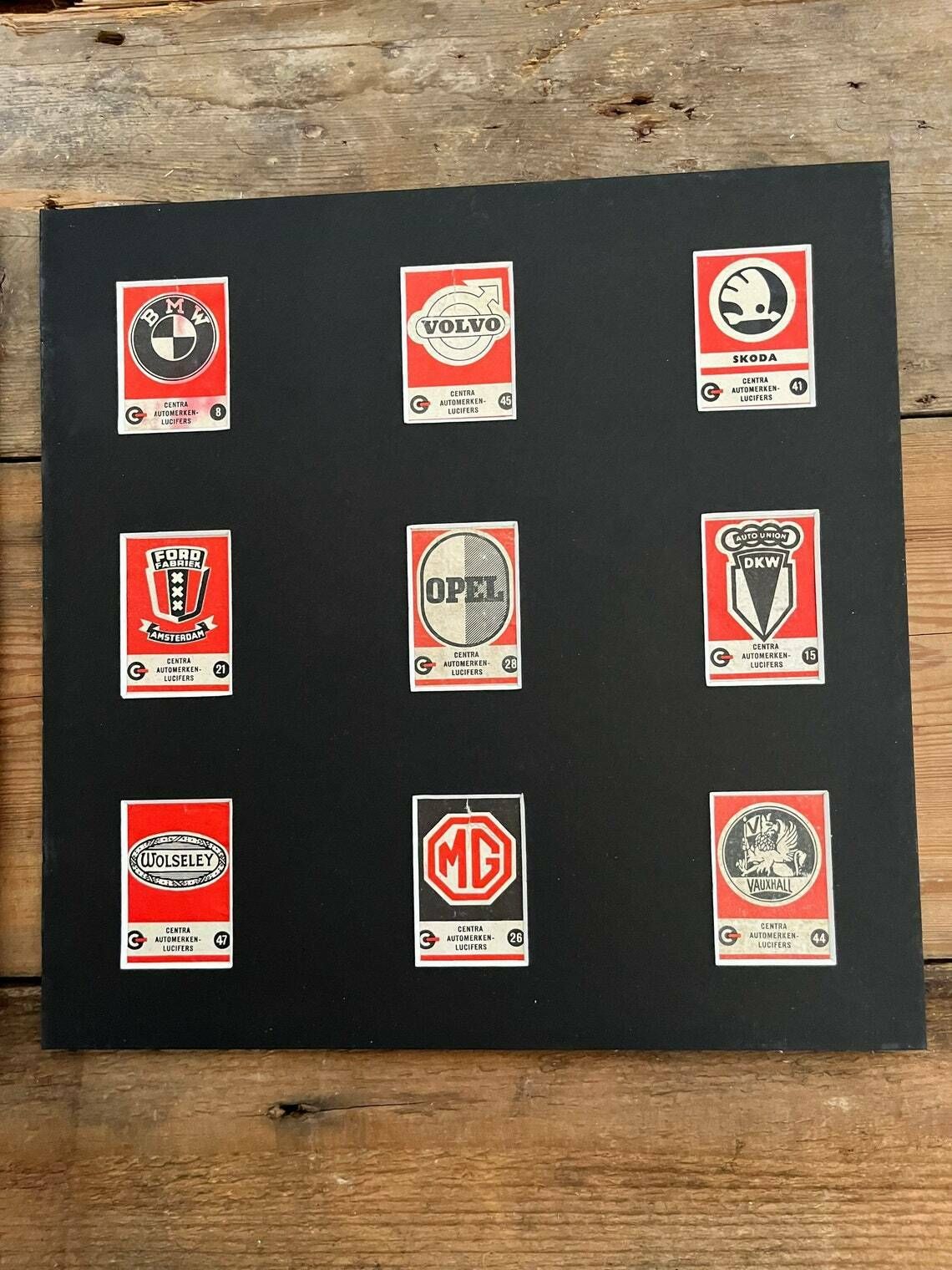 Vintage Car Logo Cigarette Cards C.1950s Card Mounted photo for sale