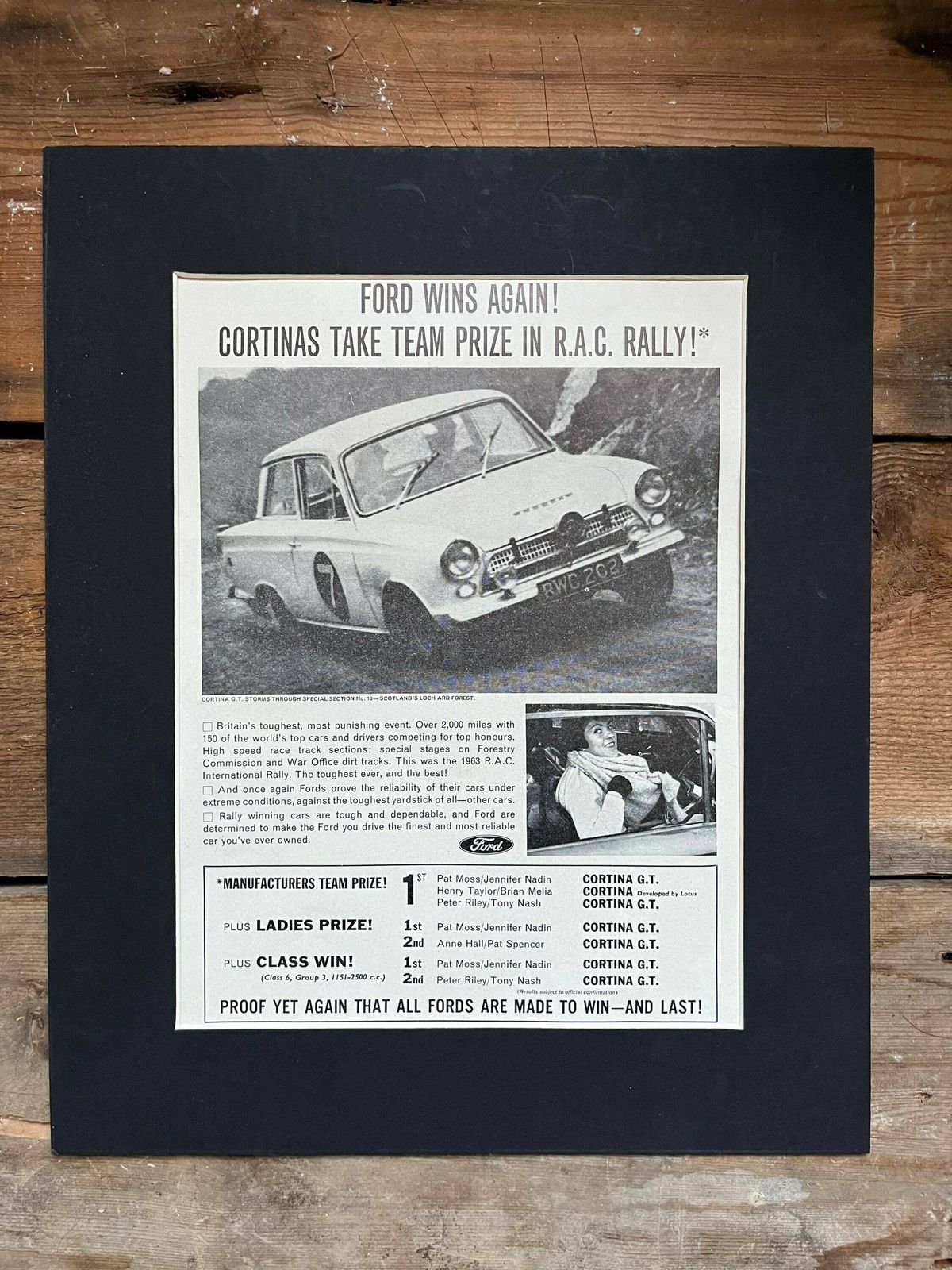 Vintage Advertising Print 1963 Vintage Lotus Cortina photo Art