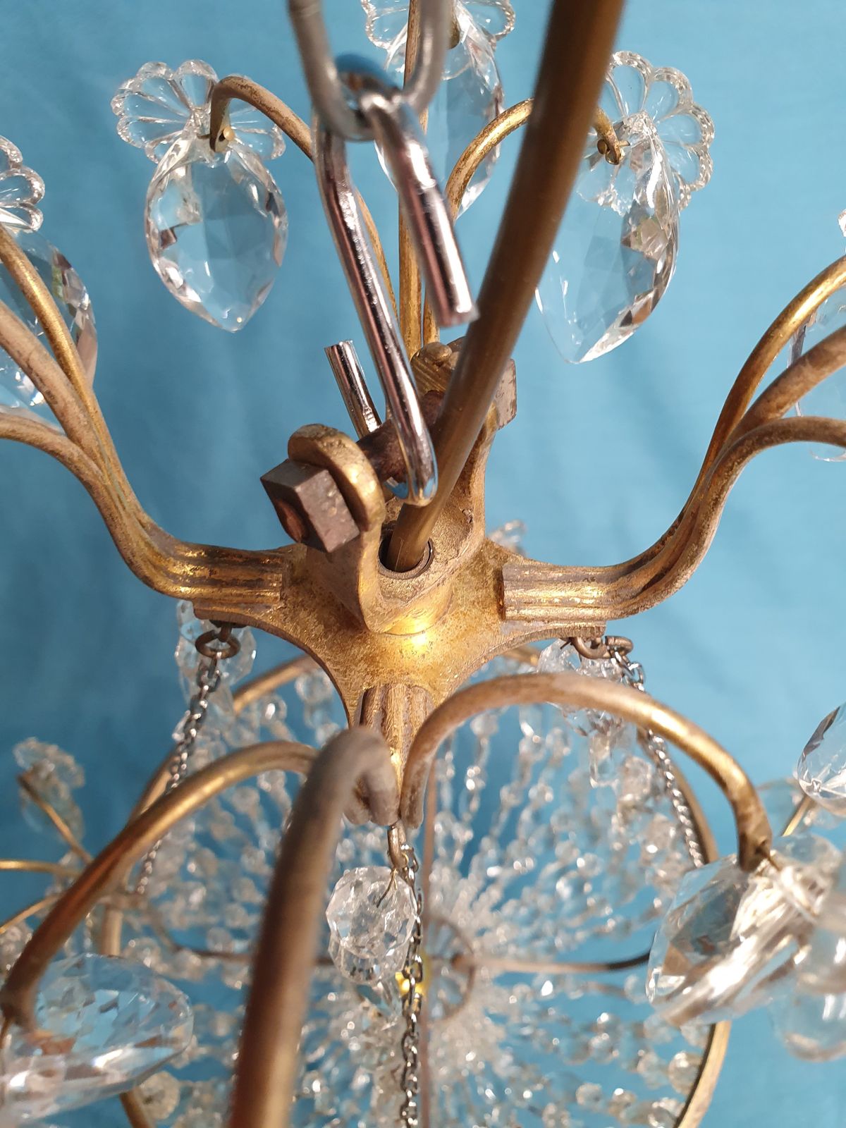 Early 20th Century Cut Glass Basket Chandelier photo buy