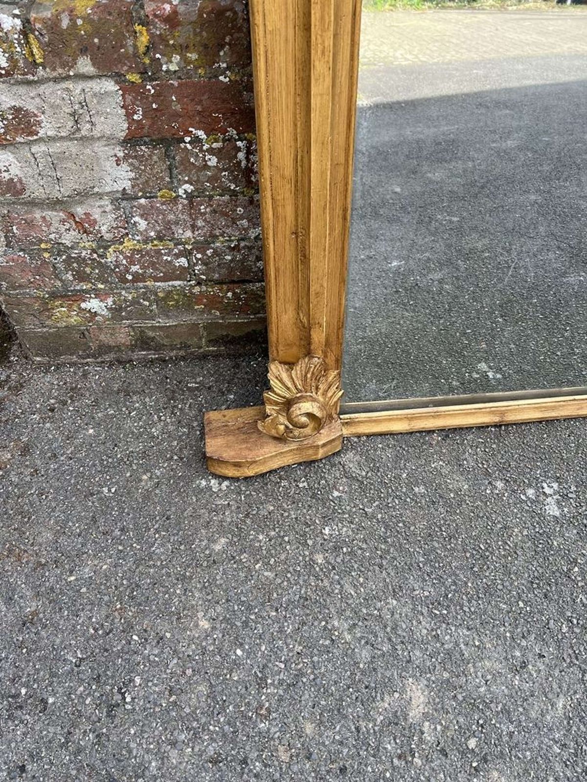 A Stunning Large Antique English 19th C Gilt Overmantle Mirror. photo for sale