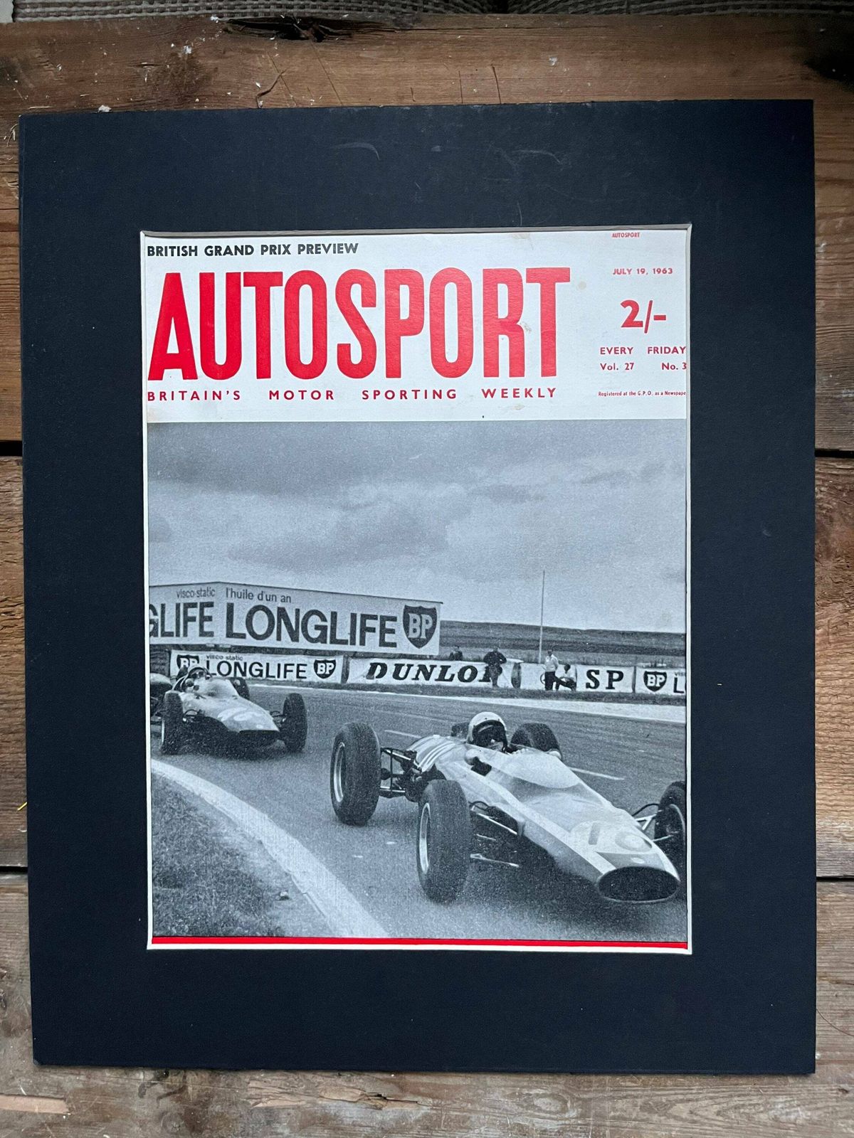 Vintage Autosport Print 1963 Lotus Colin Chapman British Grand Prix