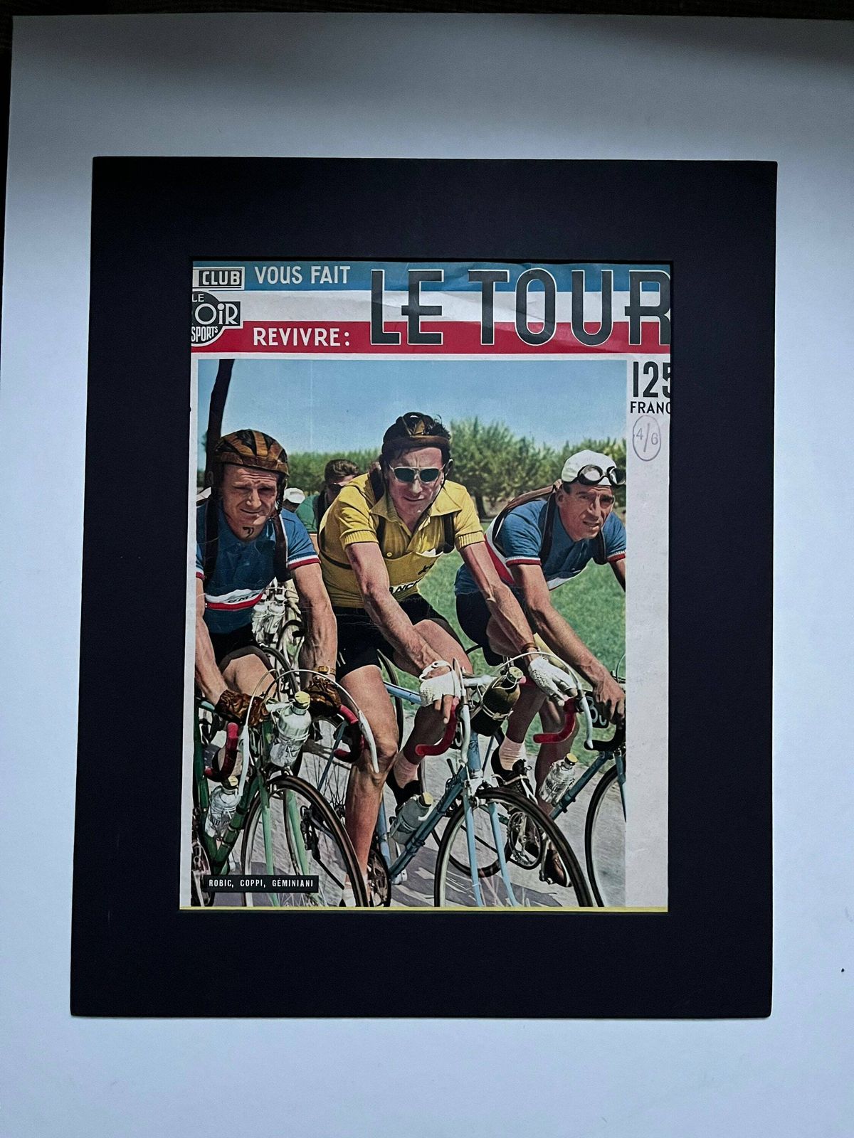 Fausto Coppi / Bianchi Original Vintage Colour Cycling Print 1952 photo Art