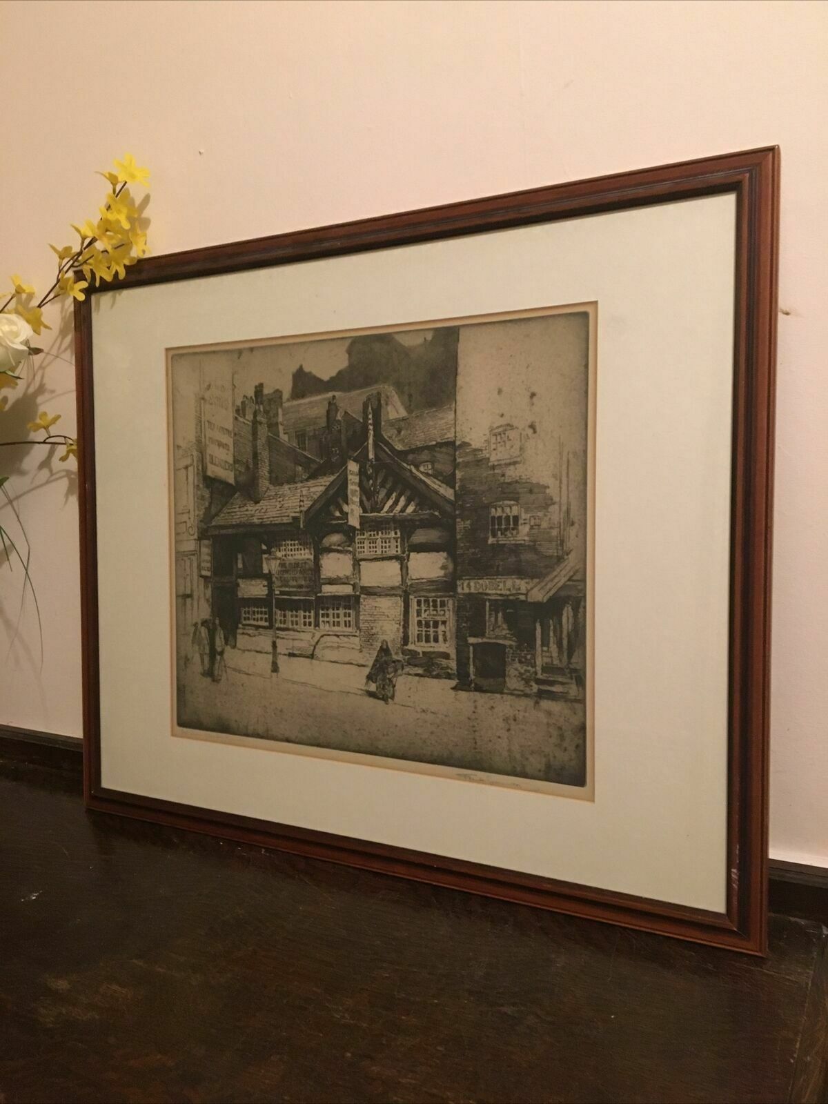 photo furniture Frank Greenwood Seven Stars Pub Etching Manchester Framed Northern Art Signed