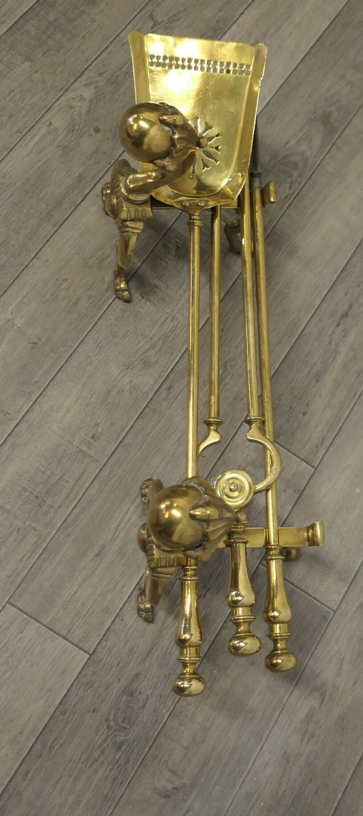 Arts And Crafts Brass Gothic Fireside Companion Set, Fireside Tools photo Home Fixtures