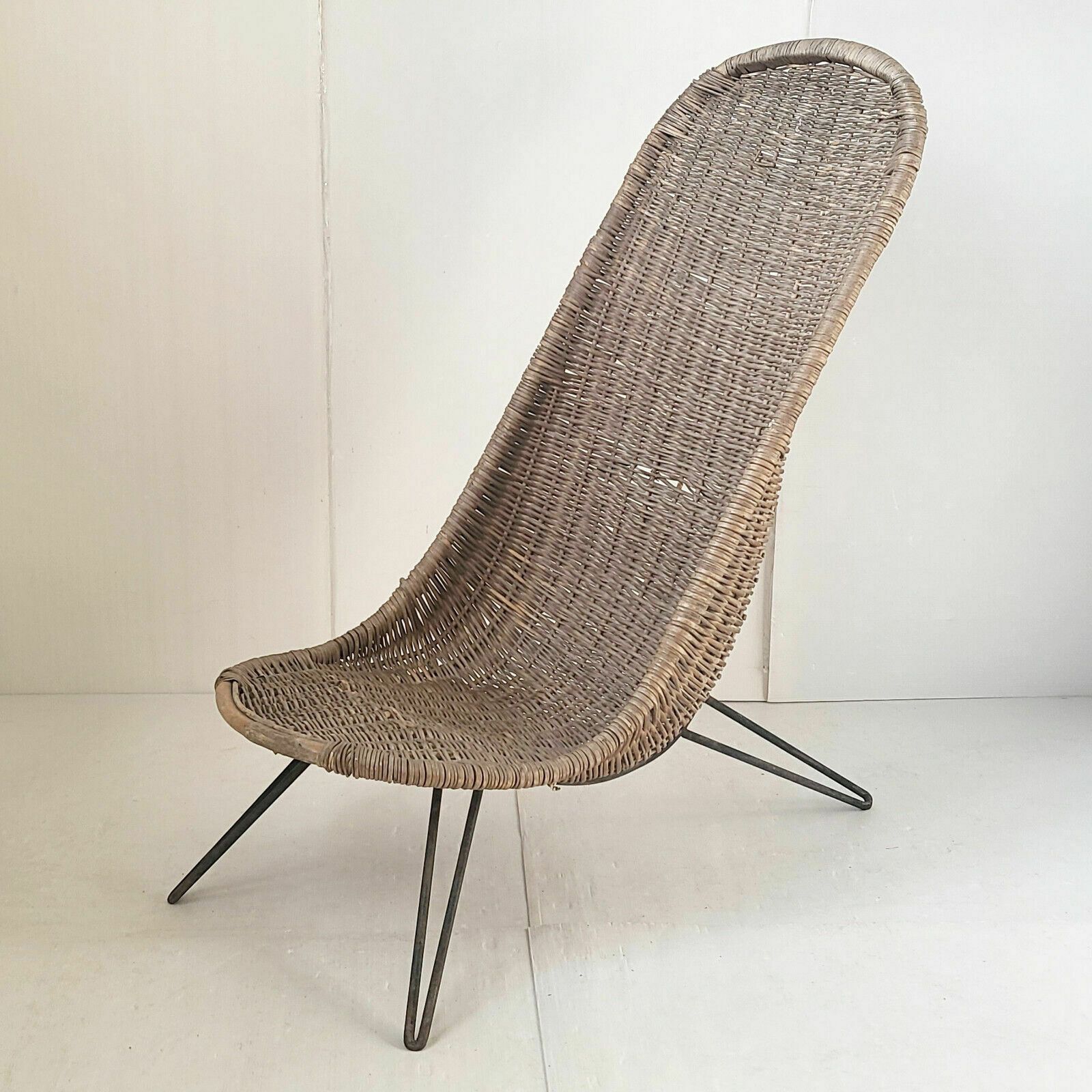 Vintage Armchair 1950 Rattan & Steel Dlg Jean Royere Janine Abraham Dirk Jan Rol photo furniture