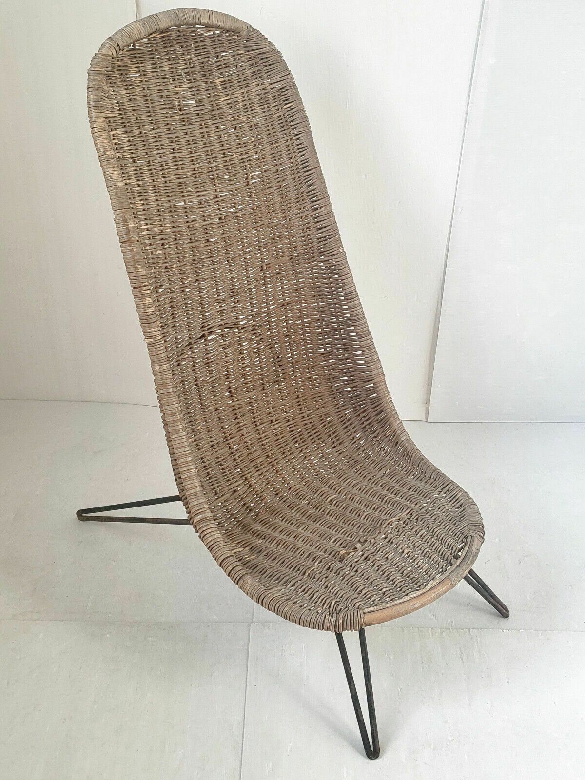 photo for sale Vintage Fauteuil 1950 Rattan & Staal Dlg Jean Royere Janine Abraham Dirk Jan Rol