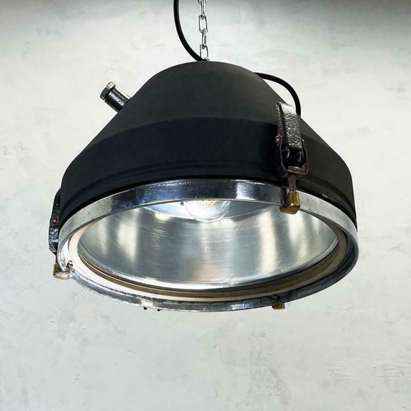 photo vinterior 20th Century Black Industrial Iron Ceiling Light By Veb