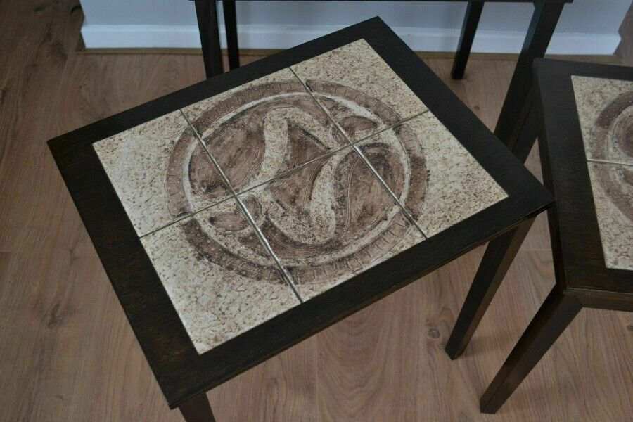 Mid Century Nest Of Tables With Tiled Tops photo 220.0