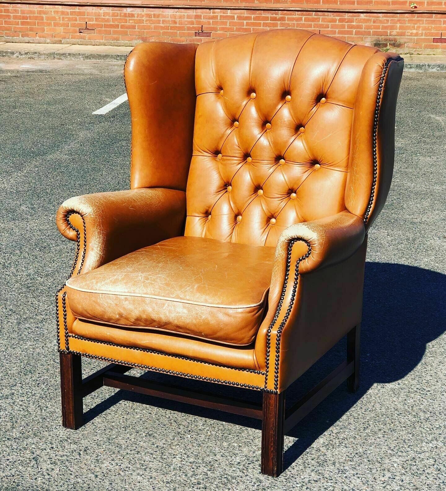 Tan Leather Armchair, Country House Library Armchair. photo Furniture