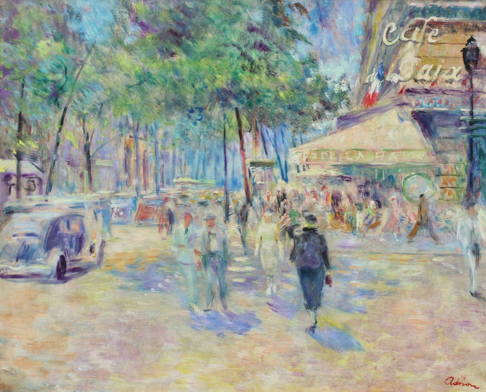 Lucien Adrion Paris, Cafe De La Paix. Oil On Canvas