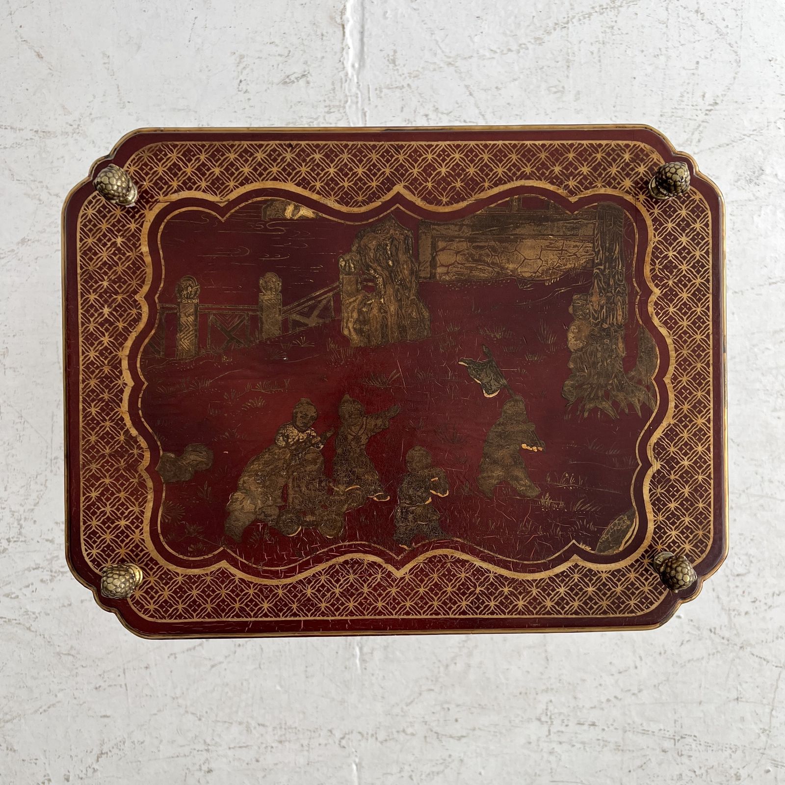 French Early 20th Century Maison Jansen Chinoiserie Brass Bamboo Tired Side Table photo vinterior